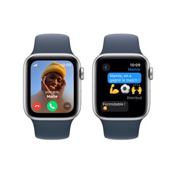 Apple Watch SE (GPS + Cellular) - 2e génération - 40 mm - aluminium argenté - montre intelligente avec bande sport - fluoroélastomère - bleu orage - taille du bracelet : S/M - 32 Go - Wi-Fi, LTE, Bluetooth - 4G - 27.8 g