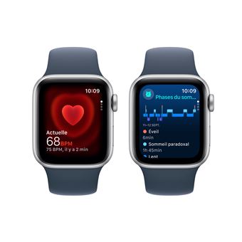 Apple Watch SE (GPS + Cellular) - 2e génération - 40 mm - aluminium argenté - montre intelligente avec bande sport - fluoroélastomère - bleu orage - taille du bracelet : S/M - 32 Go - Wi-Fi, LTE, Bluetooth - 4G - 27.8 g