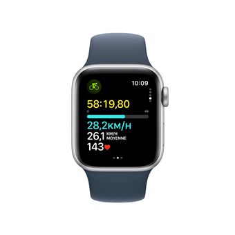 Apple Watch SE (GPS + Cellular) - 2e génération - 40 mm - aluminium argenté - montre intelligente avec bande sport - fluoroélastomère - bleu orage - taille du bracelet : S/M - 32 Go - Wi-Fi, LTE, Bluetooth - 4G - 27.8 g