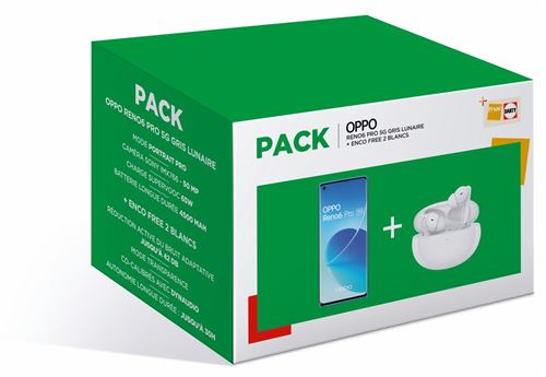 OPPO Smartphone  PACK RENO 6 PRO 256Go GRIS 5G + Enco Free 2 Blanc