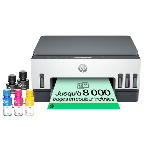 Imprimante tout-en-un HP Smart Tank Plus 7005 Jet d encre couleur Copie Scan Blanc et gris