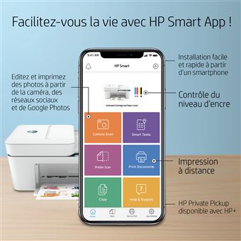 Imprimante multifonction Tout-en-un HP DeskJet Plus 4130e Blanc Reconditionné