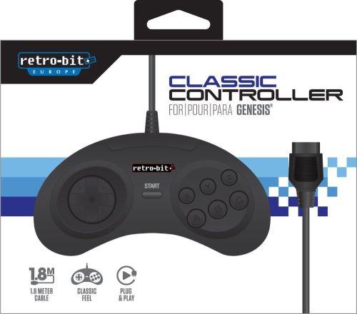 Manette Megadrive Retro-bit Classique Noire