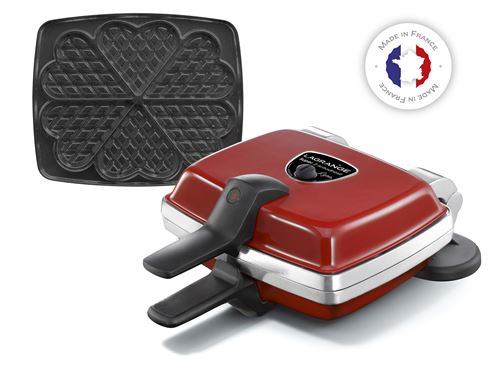 Set 1 jeu de plaques Gaufres coeur Lagrange Super 2 1000 W Rouge