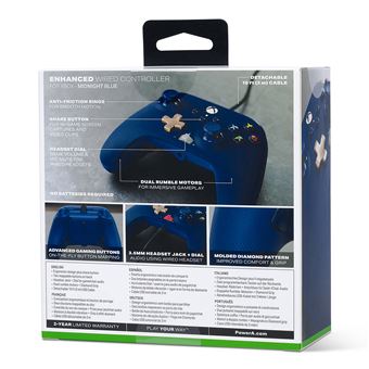 Manette filaire améliorée PowerA pour Xbox Series X|S Midnight Bleu