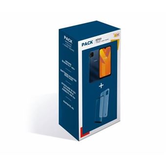 Pack Smartphone Wiko Y62 6.1 "16 GB Dual SIM Donkerblauw + Blauwe beschermende schaal + Transparante screenprotector van gehard glas - 1