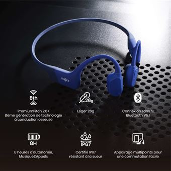 Casque sport sans fil Shokz OpenRun Bluetooth avec réduction du bruit Bleu