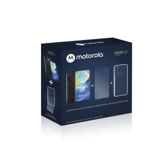 Pack Smartphone Motorola Moto G8 Power 64 Go Double SIM Noir fumé + Coque de protection Transparent + Ecran en verre trempé