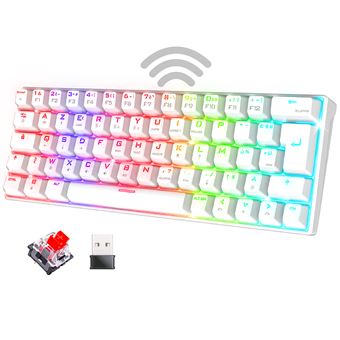 XPERT K200 : Clavier MECANIQUE SANS FIL Triple Mode  RGB  RECHARGEABLE /   TKL 60%  / 64 Touches meca red Switch  / 100% ANTI-GOSTING  / Connexion RF 2,4GHz, + Bluetooth +USB /  Comp Windows10 / Mac OS / iOS / Android