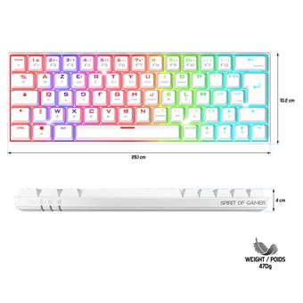 XPERT K200 : Clavier MECANIQUE SANS FIL Triple Mode  RGB  RECHARGEABLE /   TKL 60%  / 64 Touches meca red Switch  / 100% ANTI-GOSTING  / Connexion RF 2,4GHz, + Bluetooth +USB /  Comp Windows10 / Mac OS / iOS / Android