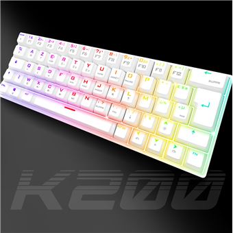 XPERT K200 : Clavier MECANIQUE SANS FIL Triple Mode  RGB  RECHARGEABLE /   TKL 60%  / 64 Touches meca red Switch  / 100% ANTI-GOSTING  / Connexion RF 2,4GHz, + Bluetooth +USB /  Comp Windows10 / Mac OS / iOS / Android