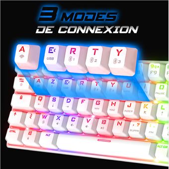 XPERT K200 : Clavier MECANIQUE SANS FIL Triple Mode  RGB  RECHARGEABLE /   TKL 60%  / 64 Touches meca red Switch  / 100% ANTI-GOSTING  / Connexion RF 2,4GHz, + Bluetooth +USB /  Comp Windows10 / Mac OS / iOS / Android