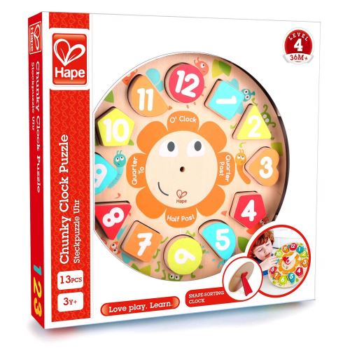 Puzzle 13 pièces Horloge Chunky Hape