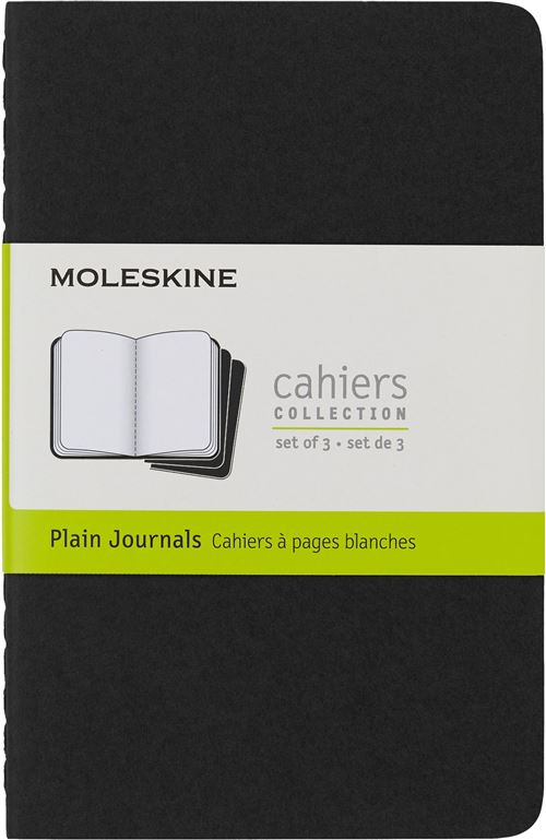 Set de 3 cahiers format de poche à pages blanches Moleskine Noir