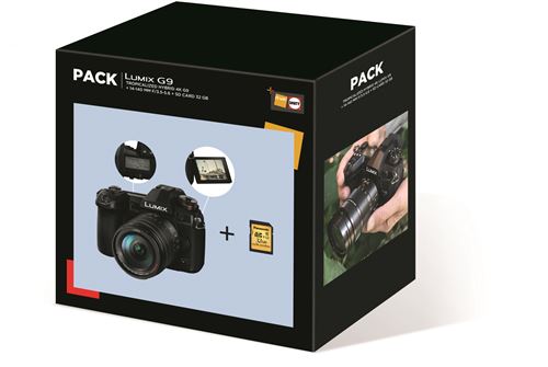 Pack Appareil photo hybride Pro Panasonic Lumix G9 14-140 mm f/22-3,5 Noir + Carte SD 32 Go