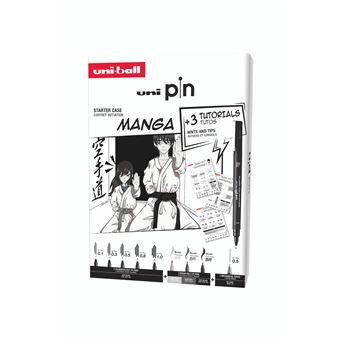 Set de 5 Feutres de dessin uni pin - Noir - Manga - Uni-ball
