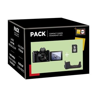 Pack Fnac Appareil photo compact Canon PowerShot G5X + Etui + Carte de mémoire SD 16 Go