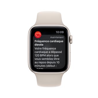 Apple Watch SE GPS + Cellular 2ème génération, boîtier Aluminium Lumière Stellaire 44mm avec Bracelet Sport Lumière Stellaire