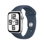 Apple Watch SE GPS, boîtier en Aluminium Argent de 44 mm avec bracelet sport Bleu Orage M/L