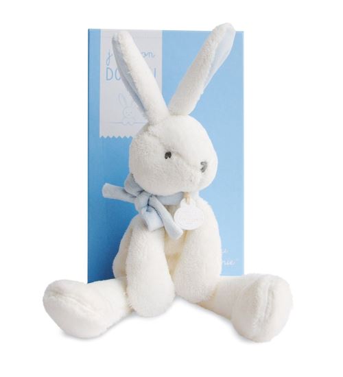 Doudou et compagnie j'aime mon doudou lapin chic bleu