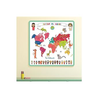 TAPIS CARTE DU MONDE A COLORIER X5 FEUTRES M24
