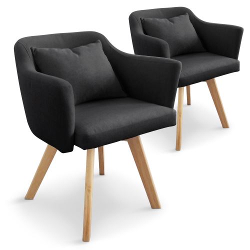 GENERIQUE Lot de 2 Fauteuils Scandinaves Noirs LAYAL