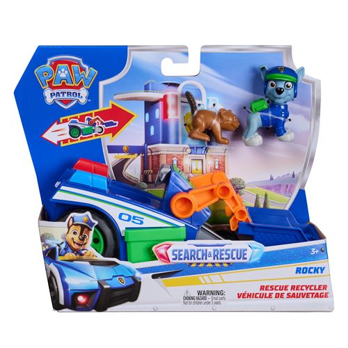 Véhicule + Figurine Paw Patrol Search & Rescue Rocky Pat'patrouille