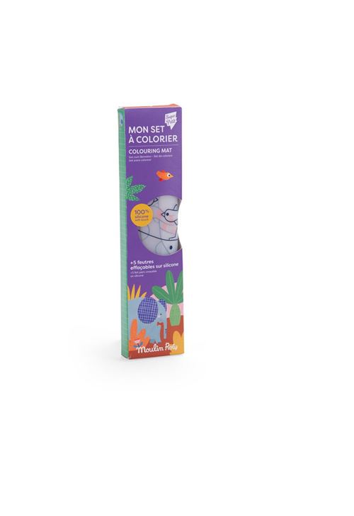 Dessin et coloriage enfant Moulin Roty Set en silicone à colorier avec 5 feutres Les Toupitis