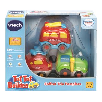VTech - Tut Tut Bolides, Mon Super Camion de Pompiers avec Voiture Clémence  SOS Ambulance, 2 Voitures Enfant, Jouet Musical et Sonore, Cadeau Garçon