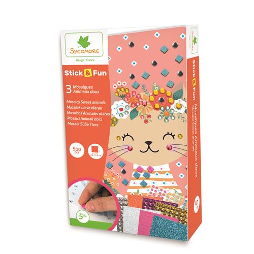 Stick N Fun Kit Créatif Au Sycomore Stick Et Fun 3 Mosaïques Animaux Doux