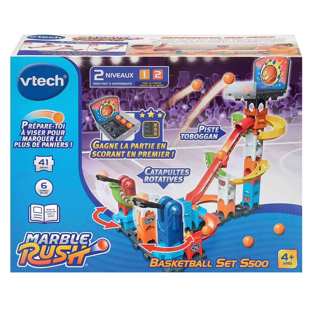 VTech Marble Rush - Set Basketball | Circuit à Billes Avec Catapultes | 41 Pièces | Jeu Construction Enfant 4 Ans Et Plus