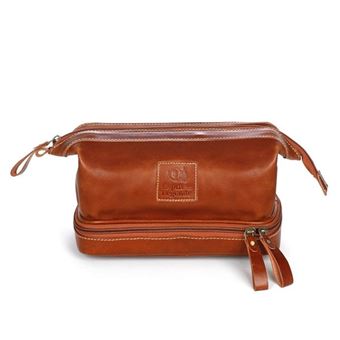 Trousse De Toilette De Voyage Vintage En Cuir Marron – Pratique Et Rétro
