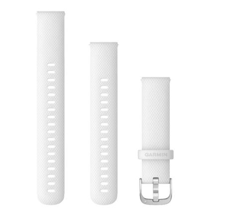 Bracelet Garmin Quick Release 18 Mm Silicone Blanc Boucle Argent