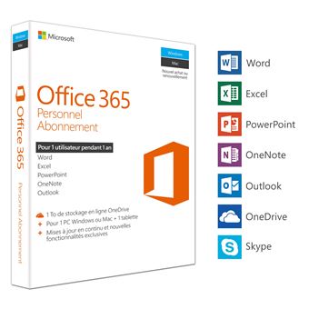 Office 365 Personnel 1 PC Windows/Mac + 1 tablette Abonnement 1 an -  Logiciels - Achat & prix
