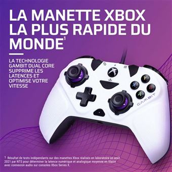 Manette filaire pour Xbox One et Xbox Séries X Pdp Victrix Gambit Blanc et noir