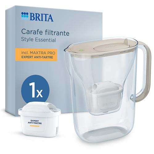 Bouteille et carafe filtrante BRITA Style Essential 1 cartouche MAXTRA PRO EXPERT Sable