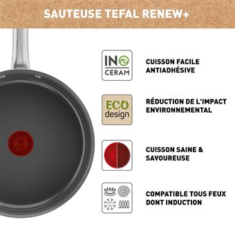 Sauteuse Tefal Renew+ éco-conçue C4243253 Gris Hippo Iron 24 cm