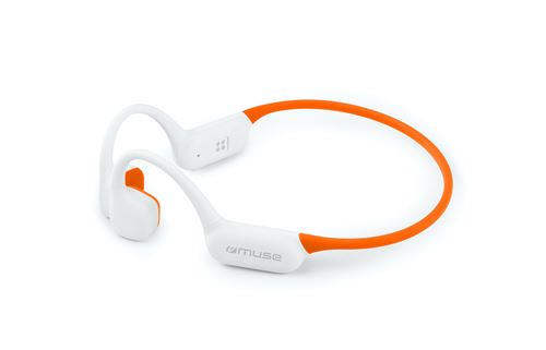 Casque De Sport Sans Fil à Conduction Osseuse Muse M-238 Bcw avec Lecteur Mp3 Blanc et Orange