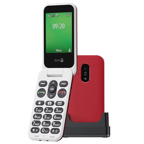 DORO Leva E22 - 4G téléphone de service - RAM 64 Mo / Mémoire interne 128 Mo - microSD slot - écran LCD (TFT) - 320 x 240 pixels (60 Hz) - rear camera 0,3 MP - rouge, blanc