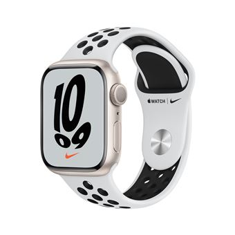 Apple Watch Nike Series 7 GPS, boîtier Aluminium Lumière Stellaire 41mm  avec Bracelet Nike Sport Platinium Pur Noir - Apple Watch - Achat \u0026 prix |  fnac