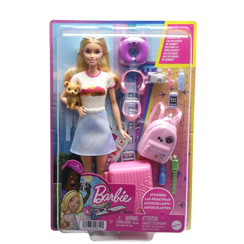 Barbie Multicolore Poupée Malibu En Voyage