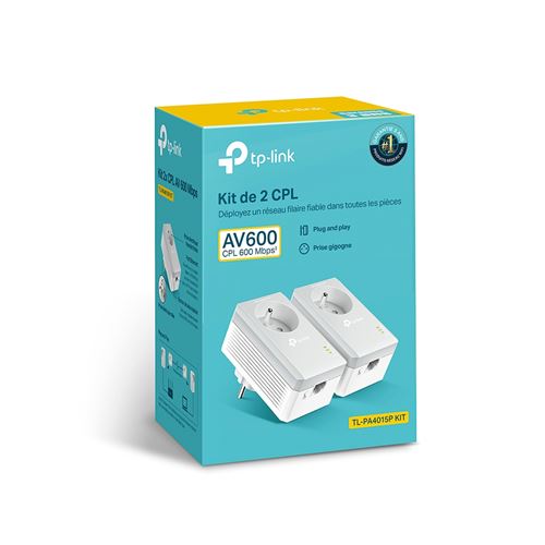 Pack De 2 Mini Adaptateurs Cpl Tp-Link Tl-Pa4015P Kit 600Mbps Avec Prise Intégrée