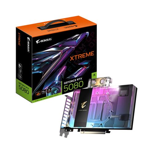 GIGABYTE AORUS GeForce RTX 5080 XTREME WATERFORCE WB 16G Carte Graphique GDDR7 256 bits PCI E 5.0 2805MHz Core Clock 3 x DP 2. 1 x HDMI 2.1b NVIDIA DLSS 4 GV N5080AORUSX WB 16GD Neuf - vue 6