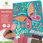 Kit créatif Au Sycomore Stick et Fun 3 Mosaïques Papillons