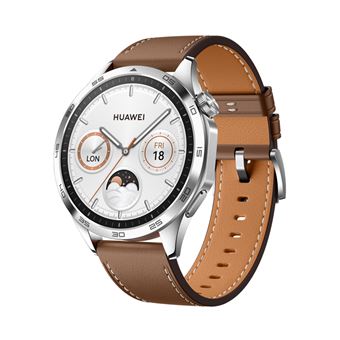 Montre connectée Huawei Watch GT 4 46 mm Classic bracelet en cuir Marron