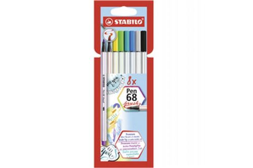 Feutre pinceau - STABILO Pen 68 brush- Pochette x 12 feutres- coloris assortis