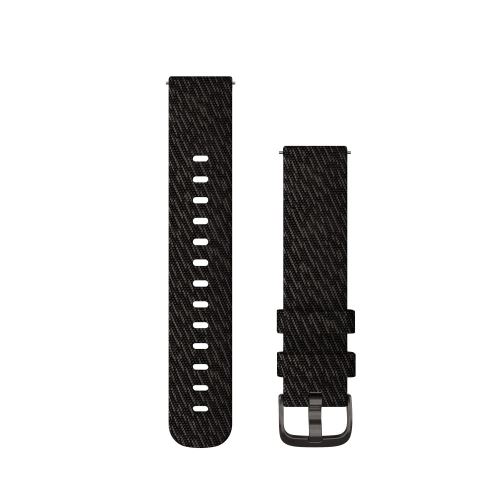 Bracelet Garmin Quick Release 20 Mm Tissu Noir Boucle Gris Foncé