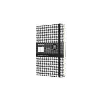 Carnet tisse grand format ligné Moleskine Motif Petits Echecs Blanc et Noir