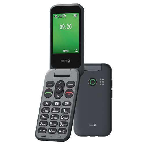 DORO Leva E20 - 4G téléphone de service - RAM 64 Mo / Mémoire interne 128 Mo - microSD slot - écran LCD (TFT) - 320 x 240 pixels (60 Hz) - rear camera 0,3 MP - graphite