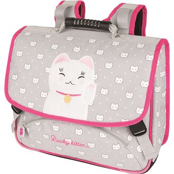 Cartable scolaire Oberthur Chaton Kawai 38 cm Rose et Gris